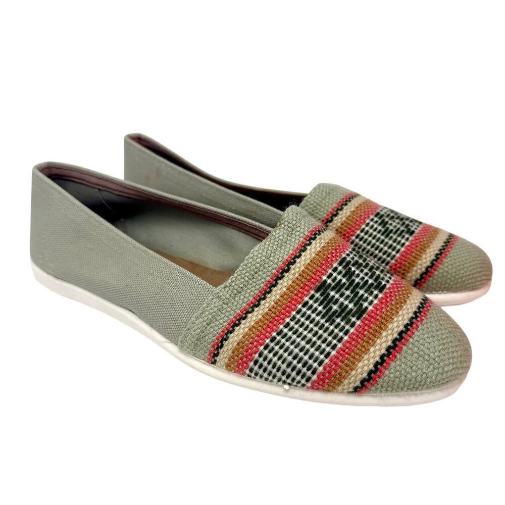 Vintage Coasters Espadrille-Look Woven Flats Khaki Size 8 New in Box!